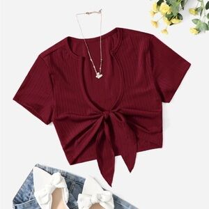 Tie front cropped shirt